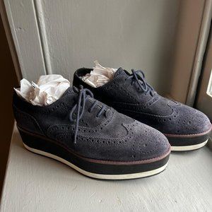 Diane B Milano Lace Up Suede Platform Oxfords